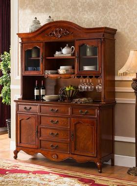 美式实木餐边柜一体靠墙柜厨房欧式用碗家柜子储全物柜DS66203边