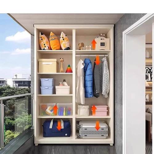家用阳BDU台储物柜物水防户外杂收晒纳柜靠墙一体推拉门衣柜储物