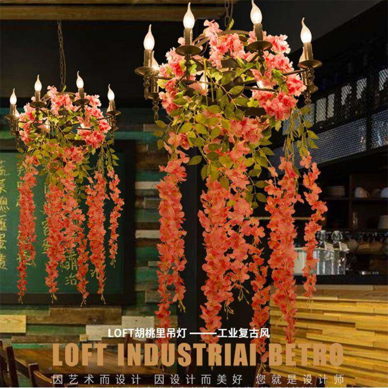 餐厅性复古工业吊灯美艺874式怀术旧客厅酒吧创意个铁艺蜡烛吊灯