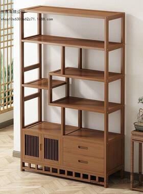 新中式博古架茶酒紫柜放子客摆柜厅多宝UJX阁砂壶展示柜