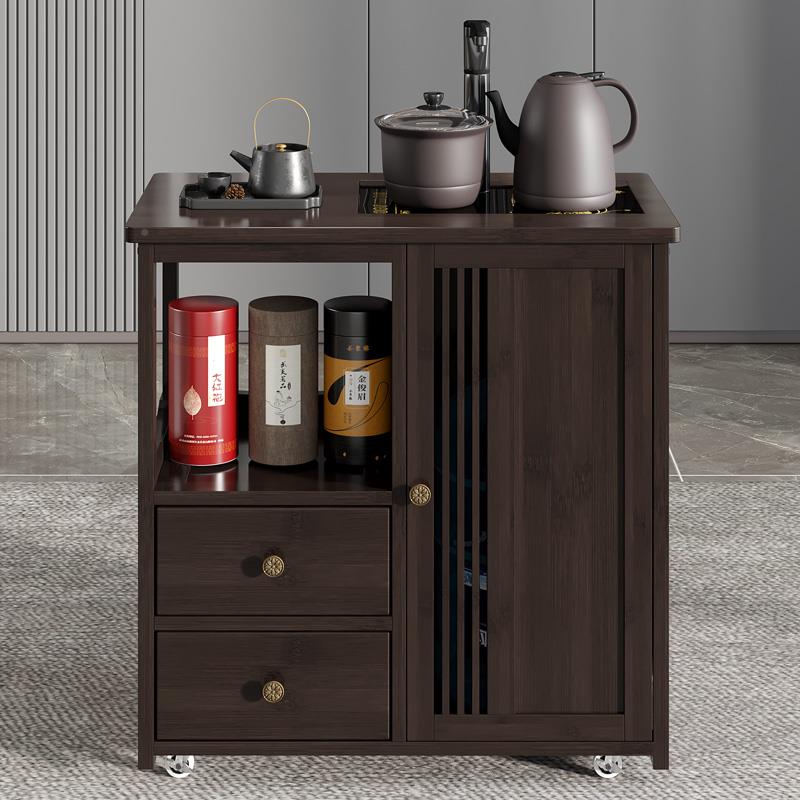 f移动茶水柜实木茶公桌侧茶边K锦绣茶柜茶台烧水壶一体茶边柜办室