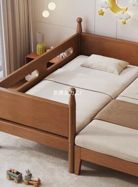 Tal实木SZC儿童床婴儿床加厚单木床实拼接床带护栏公主床人加宽大