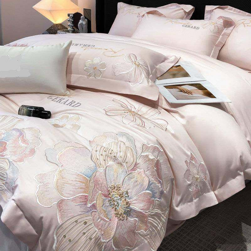 225新款长绒crm501棉刺绣件套纯棉小清0新被园套床单田风四全棉床