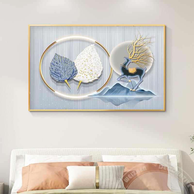 ≈厅Fh(h(@vh轻奢卧室感床头装简饰画客餐厅挂画现代约墙面房间主