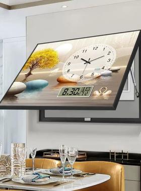 万年历表箱简装饰画带RKW钟表电免打孔挡配电箱遮箱现代约电子钟