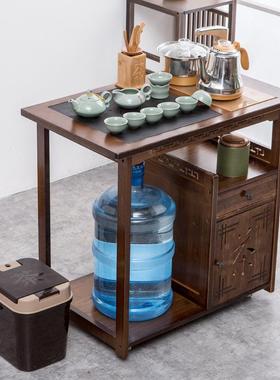 楠竹茶车茶柜VER茶水架几泡桌客厅棋牌室台鸡翅茶木茶茶家用多功