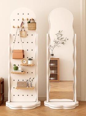 洞洞板可穿衣镜MFP衣帽架一体试衣镜转旋全身落地镜镜女生家用卧