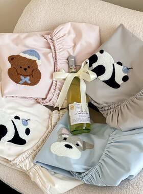 150085单品床件笠裸睡全1棉长绒棉三件套0舒0S贡缎适可爱单纯棉床