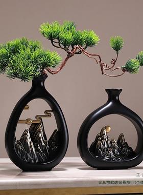 新中式花摆件客厅插花感博古装家居客厅电F99MT996视柜瓶玄关饰品