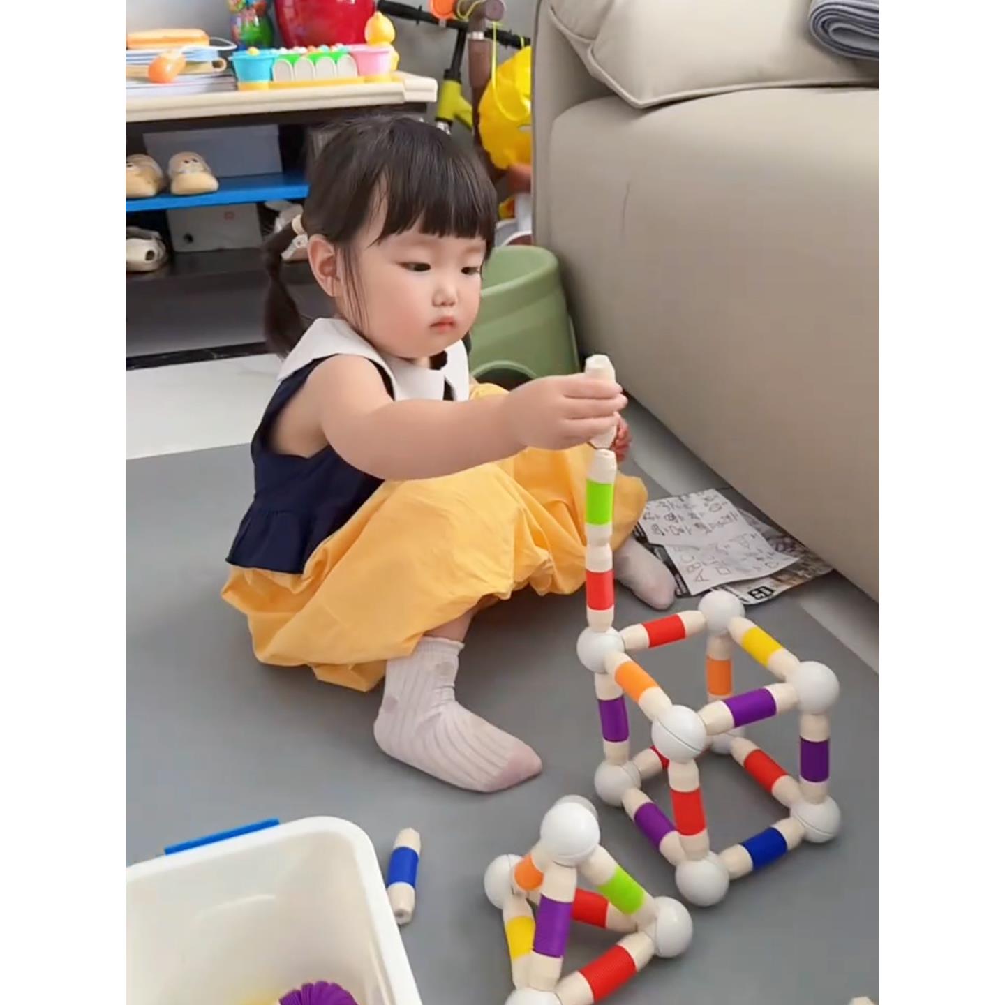 百变磁力棒伸缩扭扭棒男女孩大颗粒积木拼装益智磁铁磁吸早教玩具
