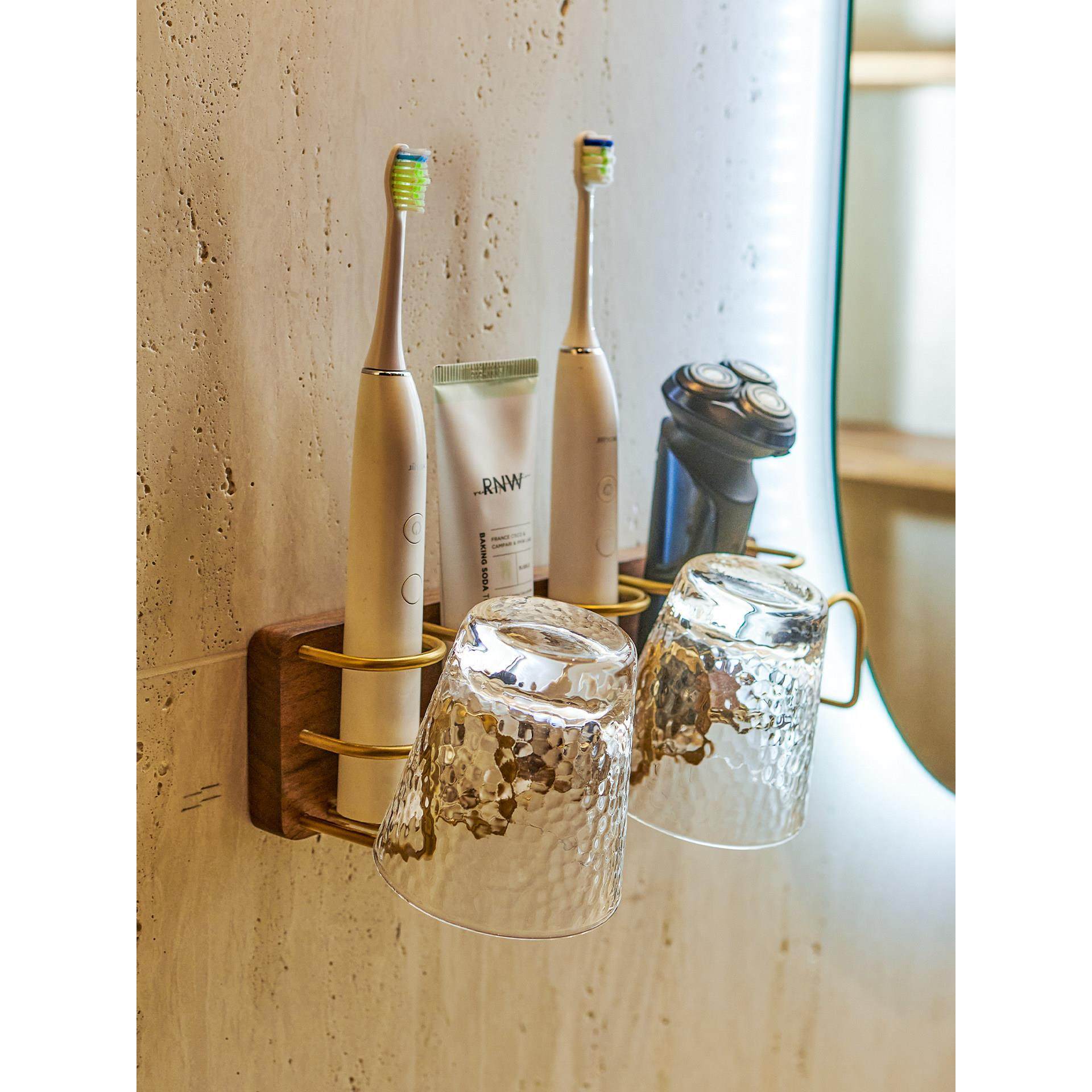 卫生间电动牙刷置物架实木免打孔壁挂式洗漱台牙膏牙杯沥水收纳架,家庭/个人清洁工具,牙刷架/牙具座,淘宝优惠券,粉丝福利购,淘宝优惠卷