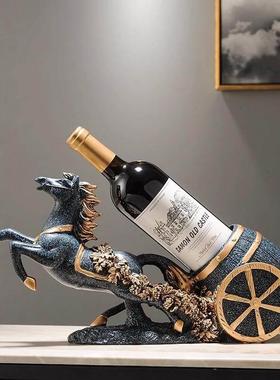 意大利精工红酒架摆件轻奢高档马到功成葡萄酒架酒柜装饰品餐边柜