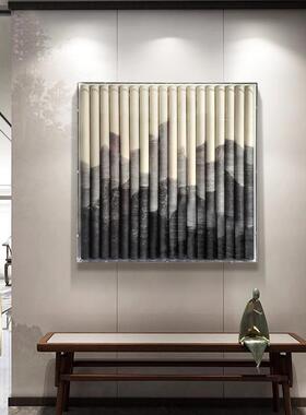 中式群山挂手画禅意饰实MW154木立体装画纯绘肌理客厅茶新室书房