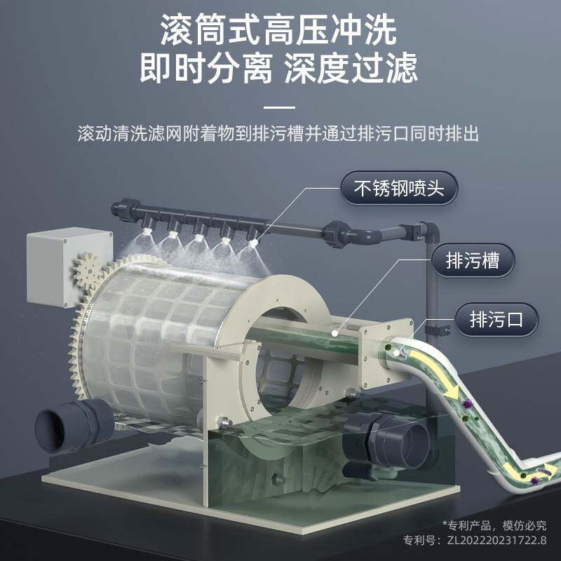 转微滤EGM殖机鱼池自动反冲循环鼓鱼洗便分离过滤器水产养微滤机