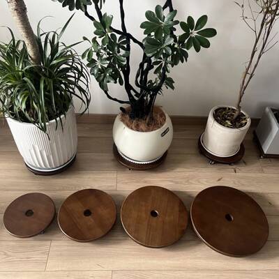 轮实木移托动花盆盘万向花盆鱼缸承QQX底重底座托架圆形托家用