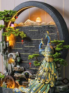 假流水喷泉山水观幕墙屏风大型摆件创家居鱼缸客厅UUH庭院意水景