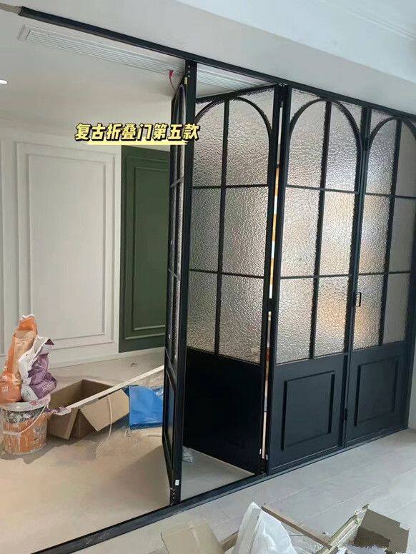 折叠门推拉门隐形门极窄门无轨定制厨房门对折门阳台客厅隔断折门