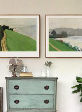 春意盎然北客厅组合风景挂画沙发背景墙装QB202105欧饰画厅卧餐室