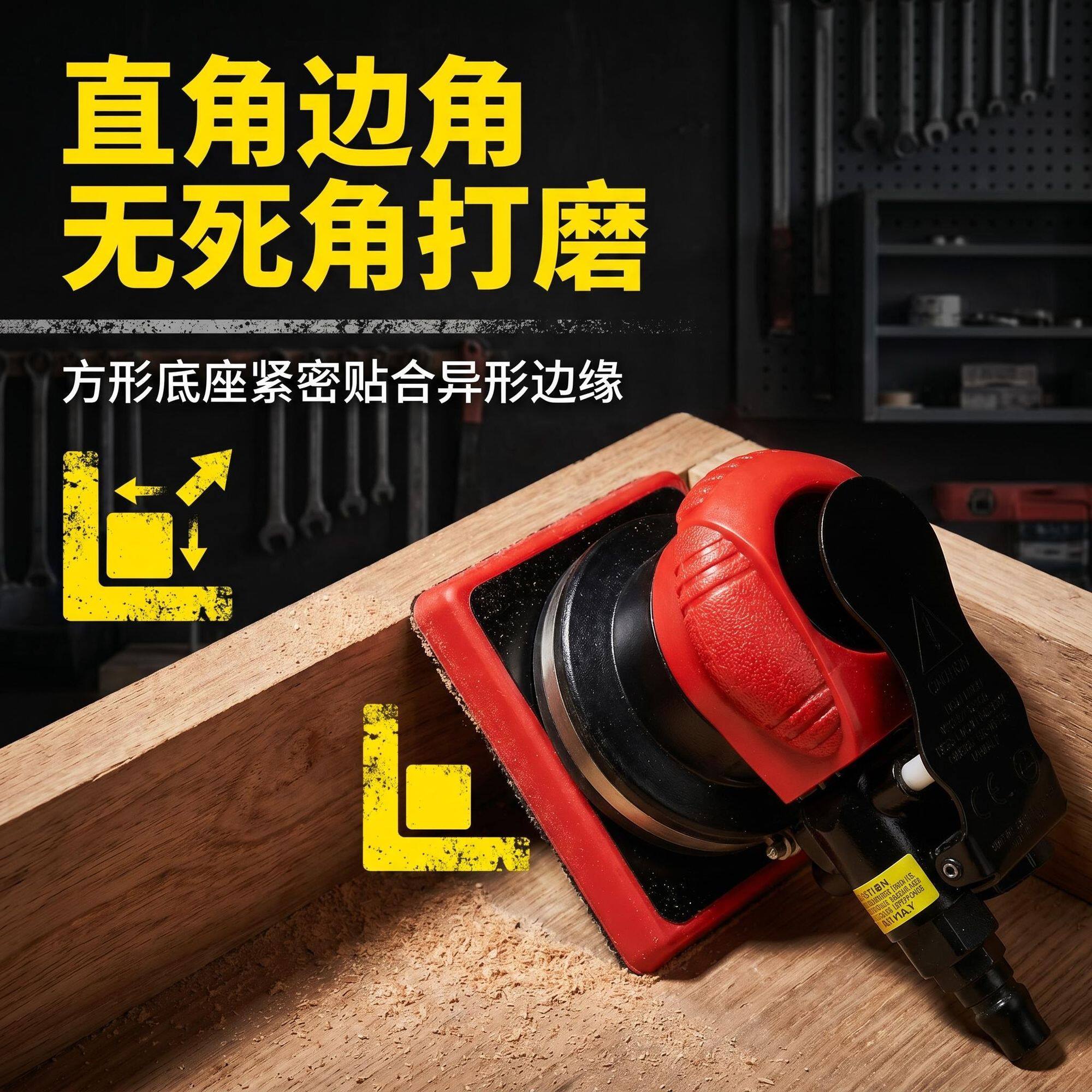工业级气动方形打磨机小方干砂纸木工腻子抛光四方手持研磨抛光机