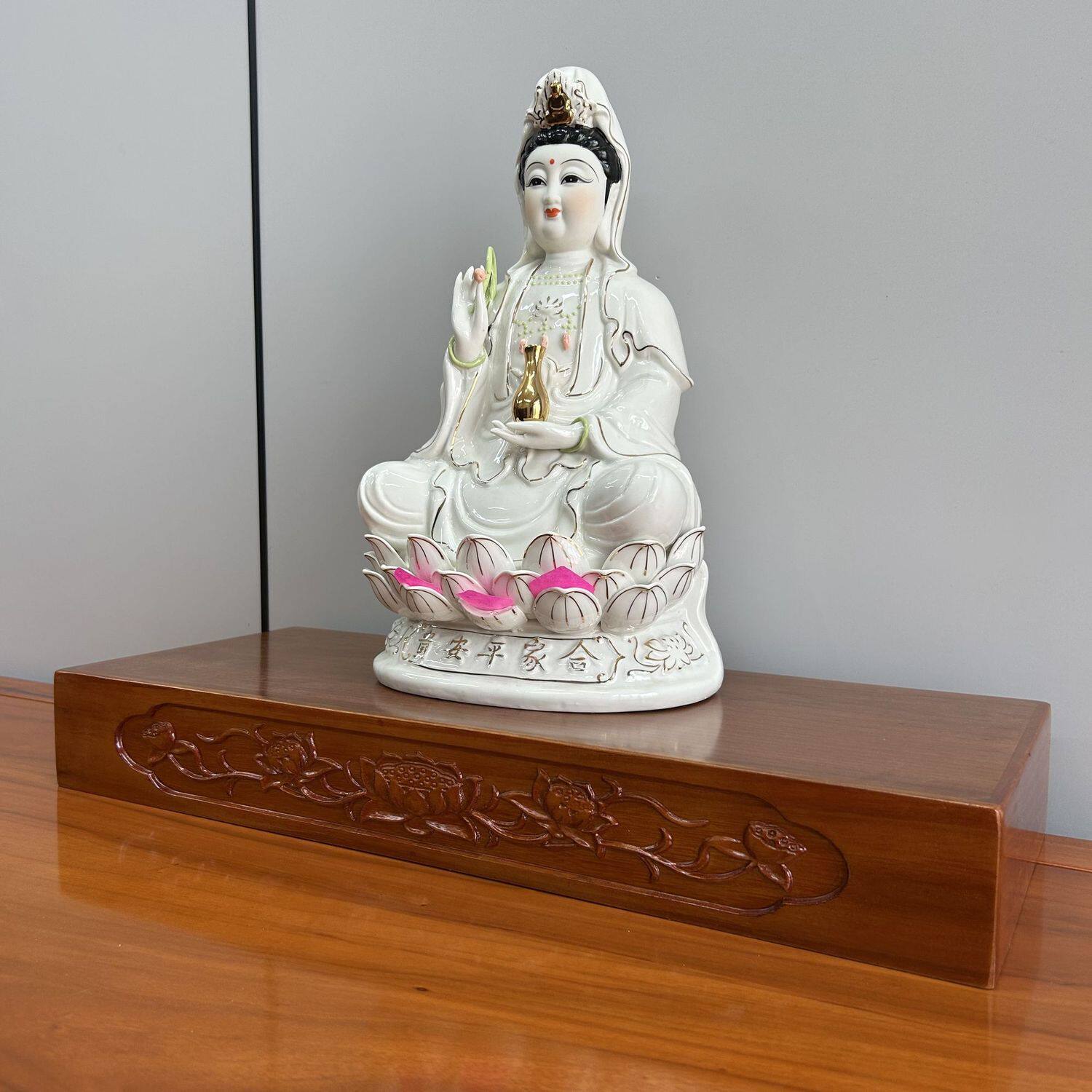 实木观音莲花供佛底座垫高供台阶梯托架佛桌佛台加高家用佛座
