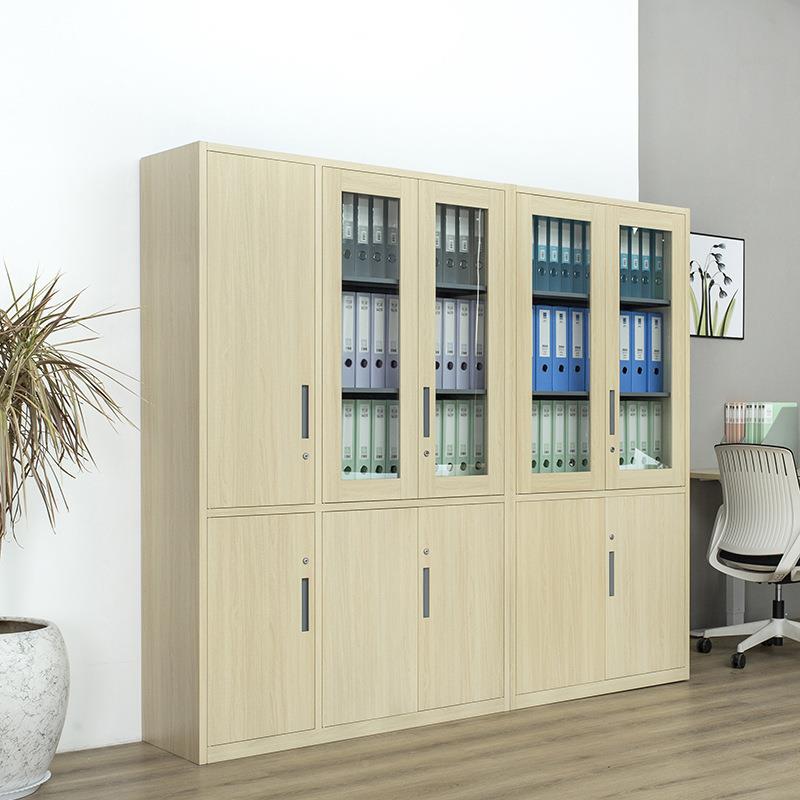 转印木纹文件柜印木制铁SY-ZYG08皮仿资料柜办公室钢桃木色转柜家