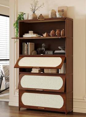 NMS复古柜简易落地置物架书客厅用防尘收纳架多家层储物子柜靠墙