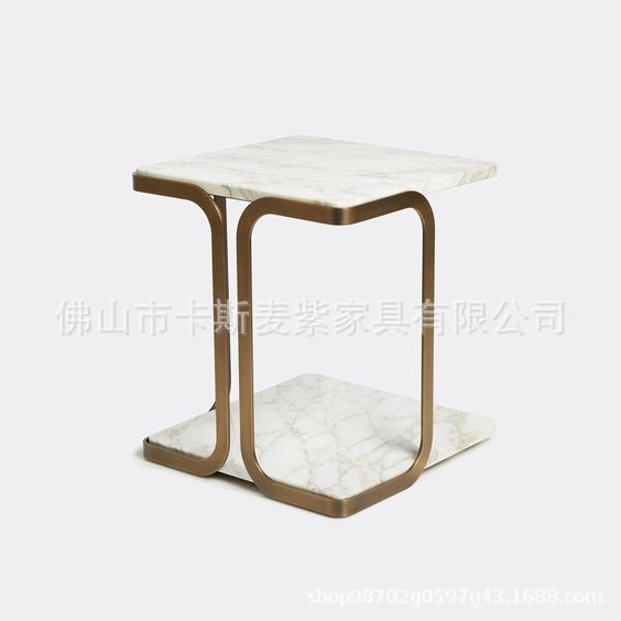 现代欧式风格 时尚大理石台面茶几不锈钢沙发边几家具小茶几边几