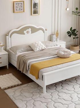 XRL现代约青少年床实木儿童床女孩公主床1.5m男室卧奶简油风孩单