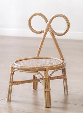 植物道藤编造型儿童凳迷你小凳子儿童房装饰用影FBE织拍照摄具