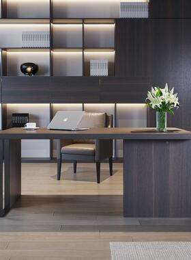 意用式极简现代简约家烟熏书XLNK-385实木公桌工桌作台电脑桌老板