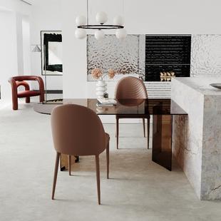 客轻奢岛台餐桌家用小型设计钢化玻餐桌椅组璃FC722合厅户靠墙吃