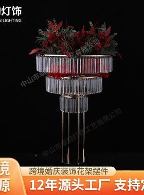 婚庆金路属架婚礼舞花台KLO饰签到处桌花器亚克力水晶引装落地花
