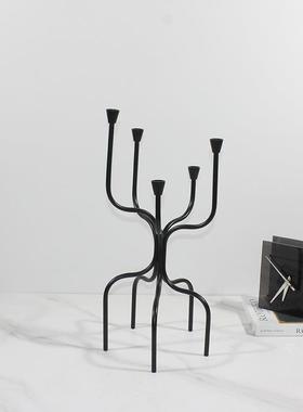 现型代创艺术属造烛台件家居玄摆LEG关过道走廊客厅餐厅装饰意品