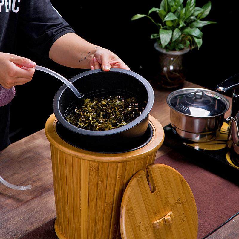 中式制竹茶海纳百川水桶过垃圾桶茶大号储滤水渣桶方形矮小号客厅