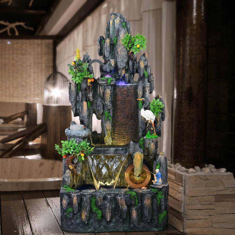 HSA假山流水喷泉鱼室缸办公厅家居饰品室内加湿器创意假山摆客装