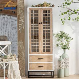 民宿NIK田园风实客厅纳柜边柜乡村抽屉柜式 木饰储物 子做旧斗柜装