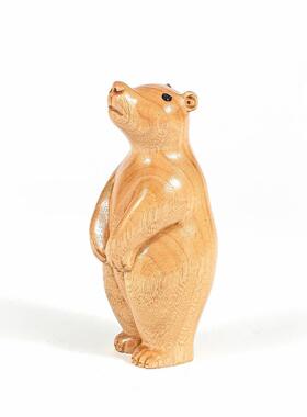 香樟木手爱漆工雕刻北极熊可狗熊创木雕漂H240307漆彩绘大意木质