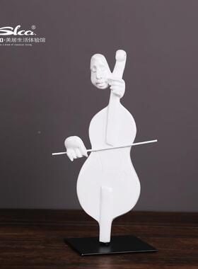 赛尔加抽象白色乐队人物雕像模型艺个创意家居装品乐性队饰树脂工