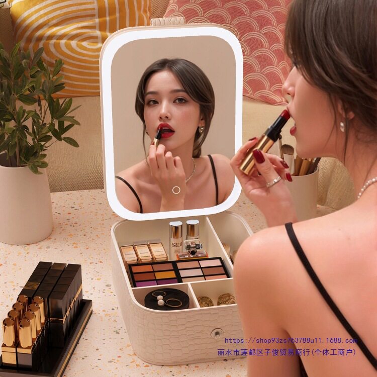 一体智能带灯收纳梳妆镜