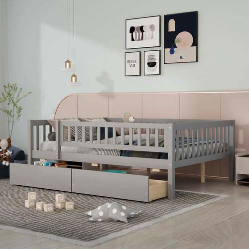 儿童ws254沙床伸缩床加宽蒙氏实木拉床地台发床抽边床男孩女孩