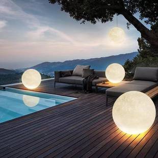 网红款月落地灯庭院别墅球花园装家饰用417草坪灯球太阳能户外圆