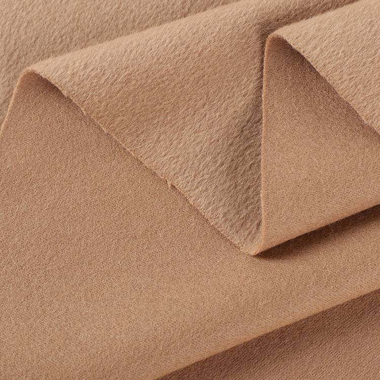 现货新款素色毛10山羊绒90澳大羊毛布料衣外套支单面OOX羊绒面高