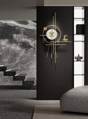 钟表挂钟厅2025新款轻奢客网创意简约现代时大psk89464气家用装红