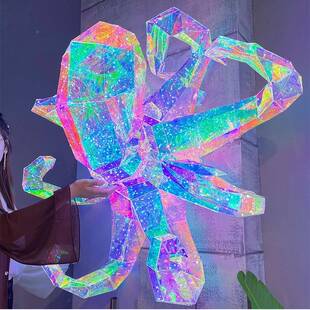 夏季橱创灯意空中吊饰镭射膜店幻窗彩章XKH鱼装饰铺气氛布置用品