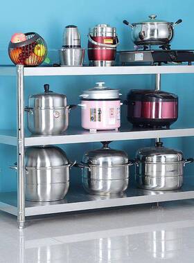 不锈钢置室物架三波层落地台厨房家HZF用多功能烤箱微炉阳卧收纳