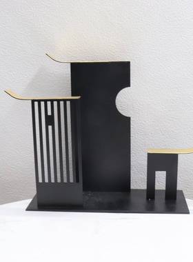 新中式意物合金摆件家EEZ饰居客厅书房办公桌博古架创装品置架摆