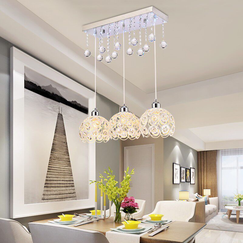 三头餐厅吊灯现代简约单个阳台创意个性餐桌饭厅水晶吧台餐吊灯具