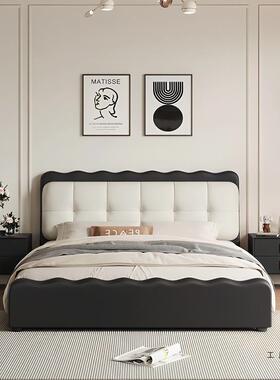 法式复古黑色泡人床云朵主卧PTS现代简约涟漪芙床网床红软包双床