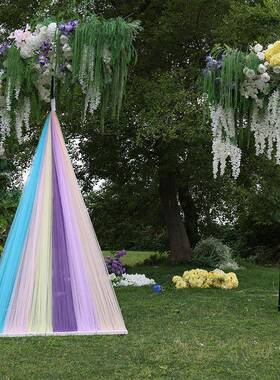 婚庆彩虹顶纱幔纱氛围装饰户网外婚装饰婚庆礼场景舞台OSJ吊背景