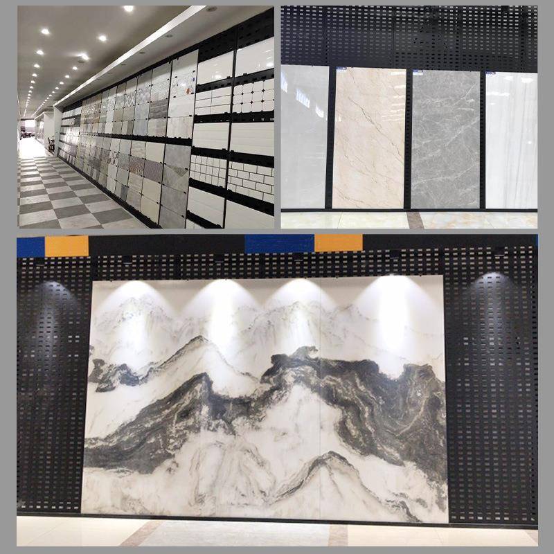 现代展厅计花理岗岩CE011大石品可调节陶瓷样地砖金设属冲孔石材